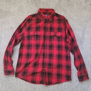 Red and Black Plaid Men's Flannel Shirt